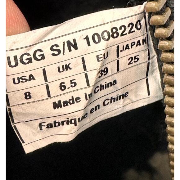 UGG Blayre II Boots Womens 8 Black Nubuck Shearling Zip Fur Trim Equestrian Fall - Picture 7 of 16